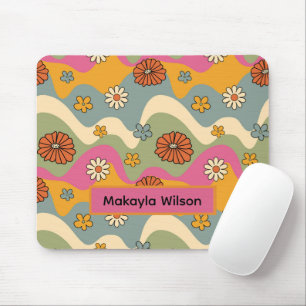 70's Inspired Retro Floral Print Mouse Pad