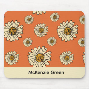 70's Inspired Retro Floral Print Mouse Pad