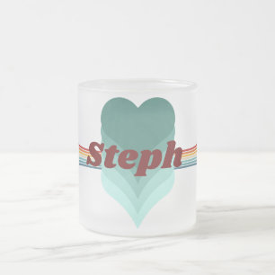 70s Inspired Retro Rainbow Stripes Frosted Glass Coffee Mug