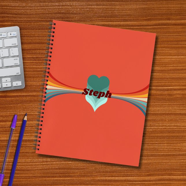 70s Inspired Retro Rainbow Stripes Orange Notebook (Creator Uploaded)