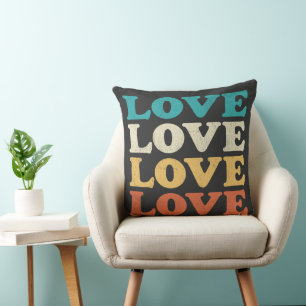 70s Love Retro Distressed Repeat Type Cushion