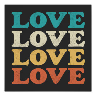 70s Love Retro Distressed Repeat Type Poster