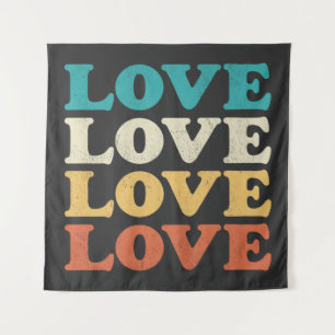 70s Love Retro Distressed Repeat Type Tapestry