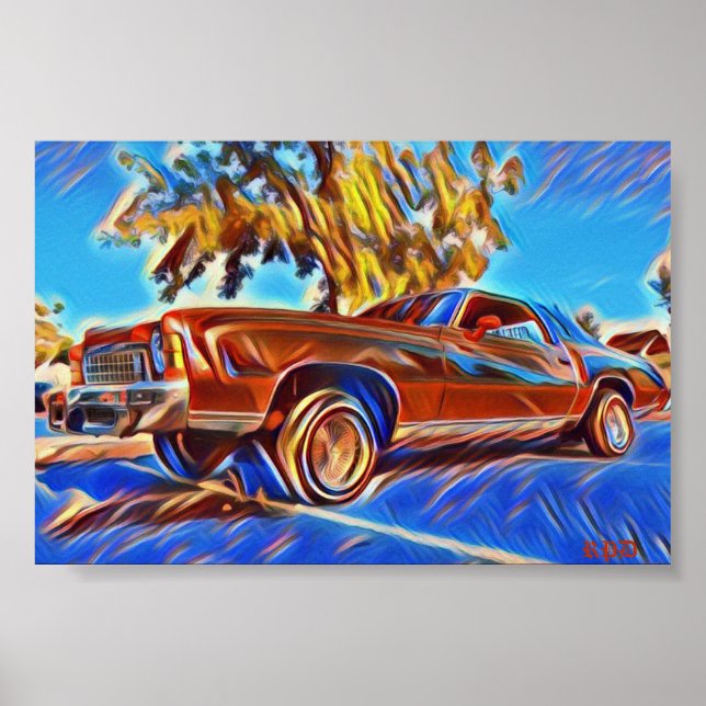 70's Lowrider Chevrolet Monte Carlo Low Rider Art Poster (Front)