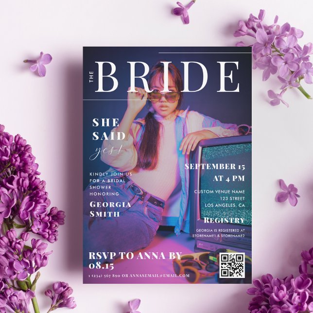 70s Magazine Newspaper Custom Photo Bridal Shower Invitation (Creator Uploaded)
