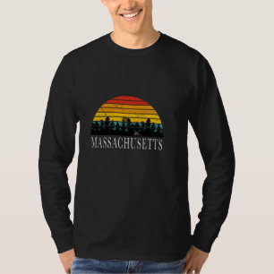 70s Massachusetts MA Retro Sunset Camping Outdoor T-Shirt