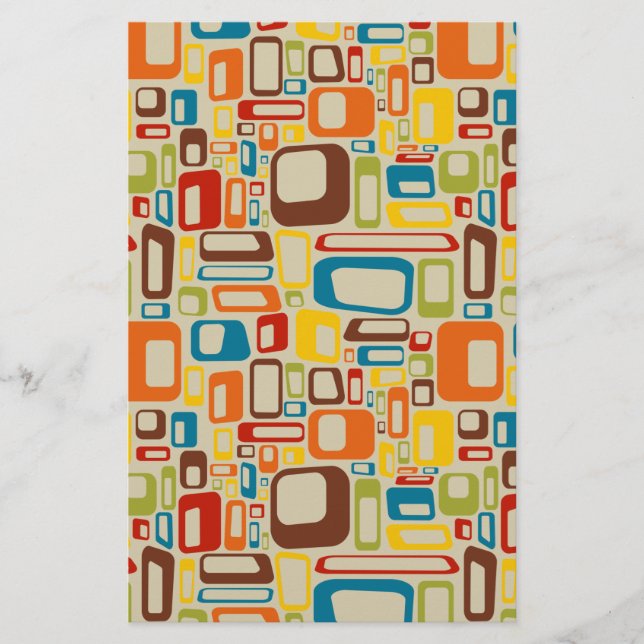70s mod squares scrapbook paper / matte card (Front)
