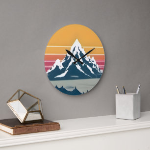 70s Mountain Sunset Wall Clock