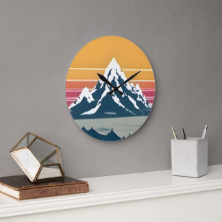 70s Mountain Sunset Wall Clock