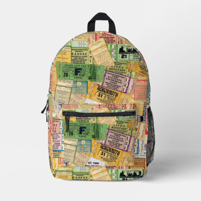 70s Music Concert Tickets Backpack (Front)
