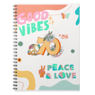 70's Notebook 1970's designs peace sign flowers
