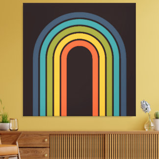 70s Orange Brown Teal Pattern Custom Canvas Print