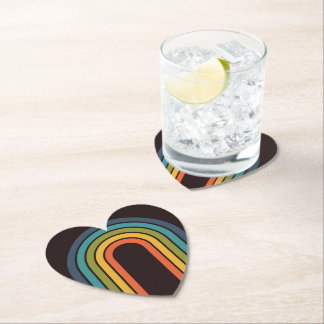 70s Orange Brown Teal Pattern Custom Kitchen Paper Coaster