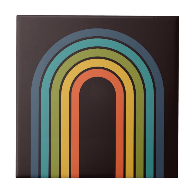 70s Orange Brown Teal Pattern Custom Kitchen Tile (Front)