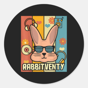 70s Outfits Seventies 70s Party Rabbitventy Rabbit Classic Round Sticker