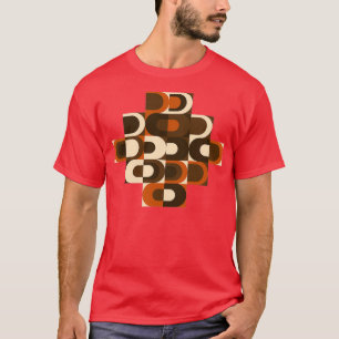70s Pattern Retro Inustrial in Orange and Dark Bro T-Shirt