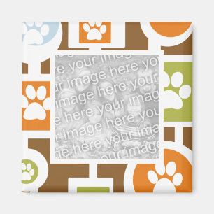 70's Paw Print Pattern Photo Magnets