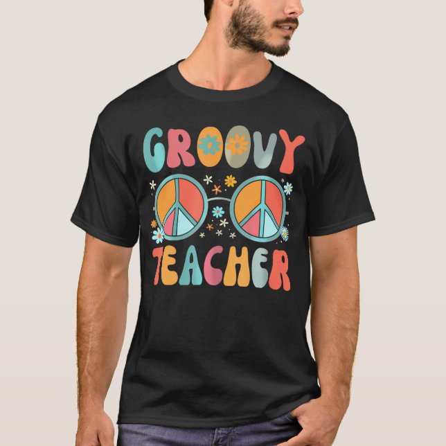 70S Peace Love Teach Teaching         T-Shirt (Front)