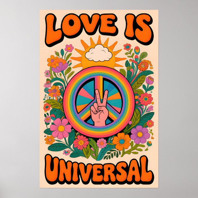 70s Peace symbol  Pop Art Poster (Front)
