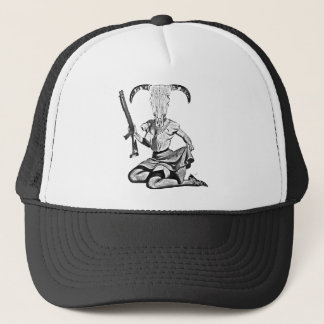 70's pin-up skull trucker hat