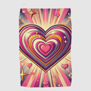70s pop art heart/Valentines Golf Towel
