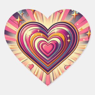70s pop art heart/Valentines  Heart Sticker