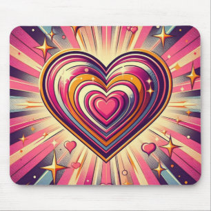70s pop art heart/Valentines Mouse Mat