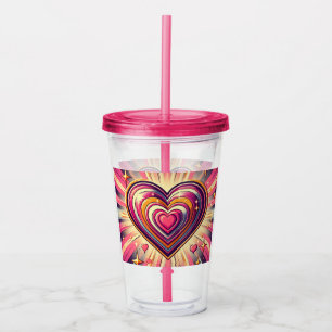 70s pop art heart/Valentine's Mug Acrylic Tumbler
