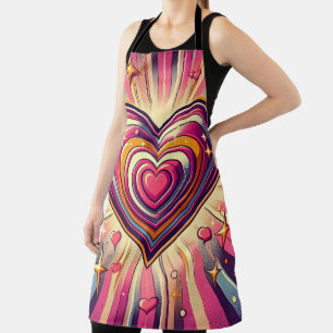 70s pop art heart/Valentine's  Mug Apron