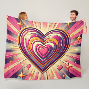70s pop art heart/Valentine's Mug Fleece Blanket