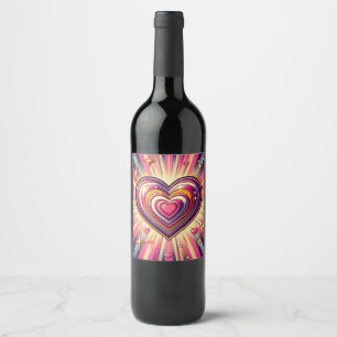 70s pop art heart/Valentine's  Mug Wine Label