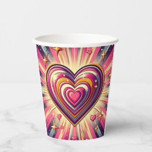 70s pop art heart/Valentines Paper Cups