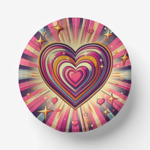 70s pop art heart/Valentines  Paper Plate