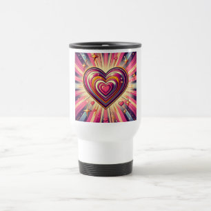 70s pop art heart/Valentines  Travel Mug