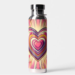 70s pop art heart/Valentines Water Bottle