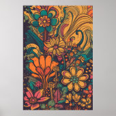 70s Psychedelic Flowers AI Art | Colourful Retro  Poster (Front)