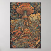 70s Psychedelic Mushroom Retro AI Art Poster (Front)