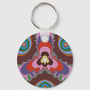 70s Psychedelic Pattern Retro Art Key Ring