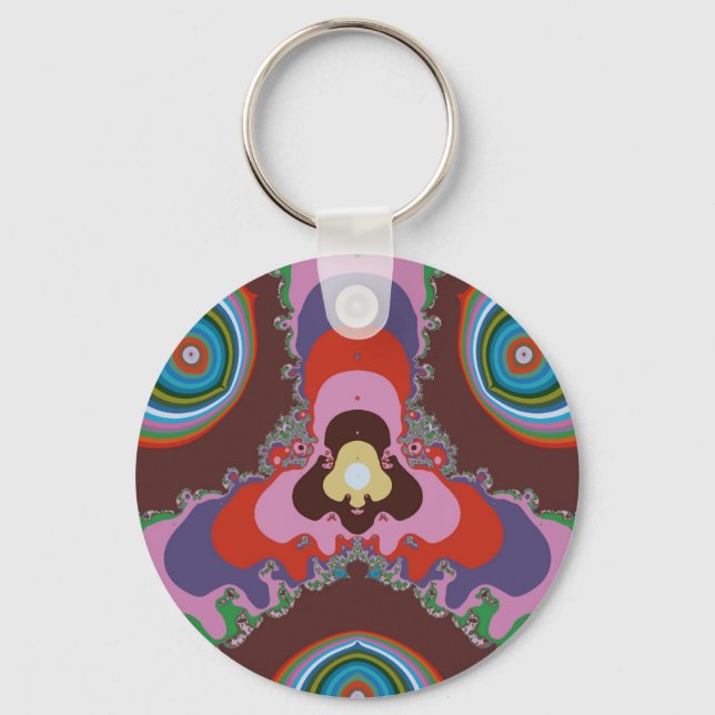 70s Psychedelic Pattern Retro Art Key Ring (Front)