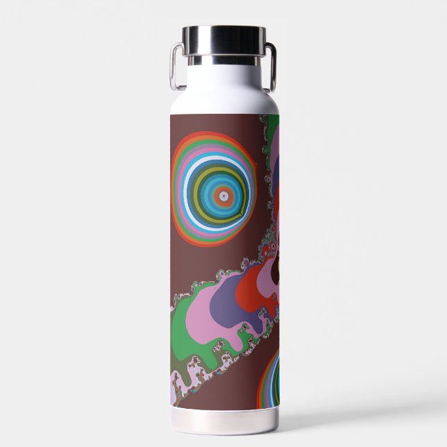 70s Psychedelic Pattern Retro Art Water Bottle (Front)
