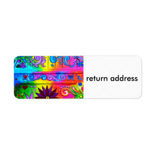 70's psychedelic style return address labels