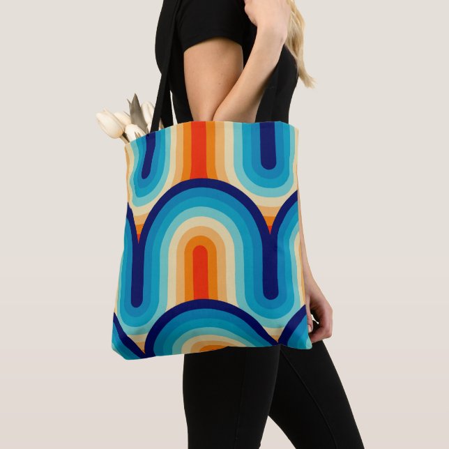 70s Rainbow Curves Tote Bag (Close Up)