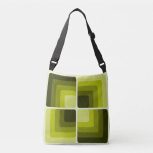 70s Rainbow Squares Monochrome Green Crossbody Bag