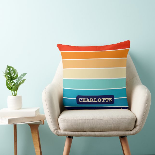 70s Rainbow Stripes Cushion (Chair)