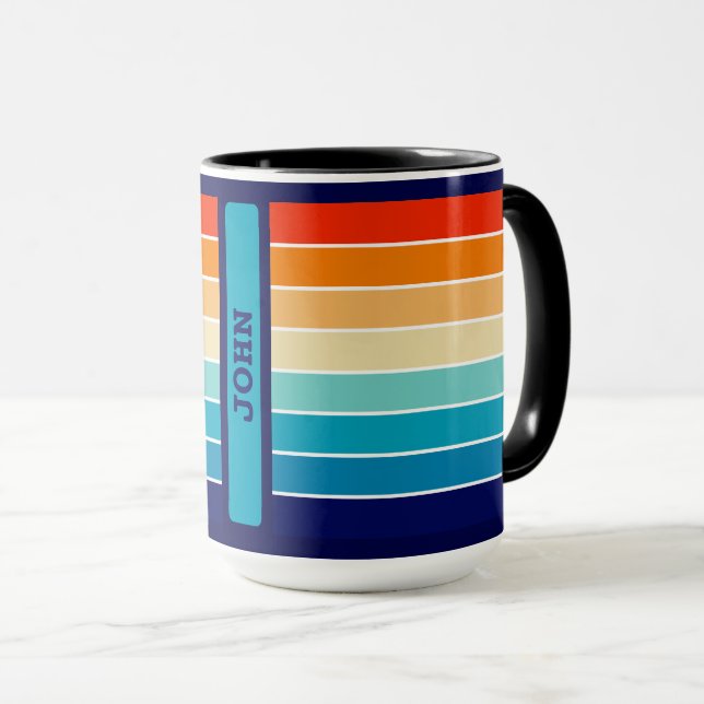 70s Rainbow Stripes Mug (Front Right)