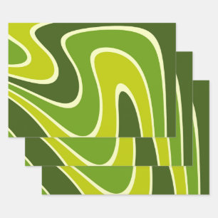 70s Retro Abstract Lava Design Wrapping Paper Sheet