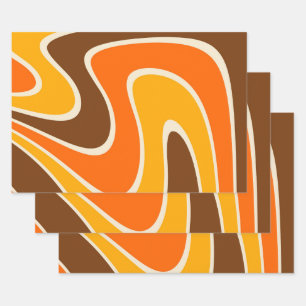 70s Retro Abstract Lava Design Wrapping Paper Sheet