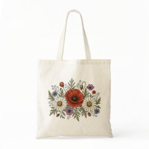 70s Retro "Be a Wildflower" Canvas Tote Bag