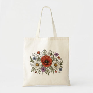 70s Retro "Be a Wildflower" Canvas Tote Bag