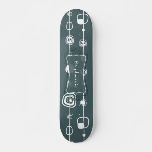 70's Retro Blue Squares Old School Skateboard